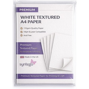 10 Sheets of A4 White Accent Alabaster Textured Paper 110gsm