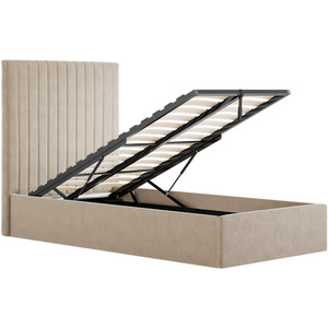 Beige / Single Berlin Tall Headboard Ottoman Bed shot 17083159
