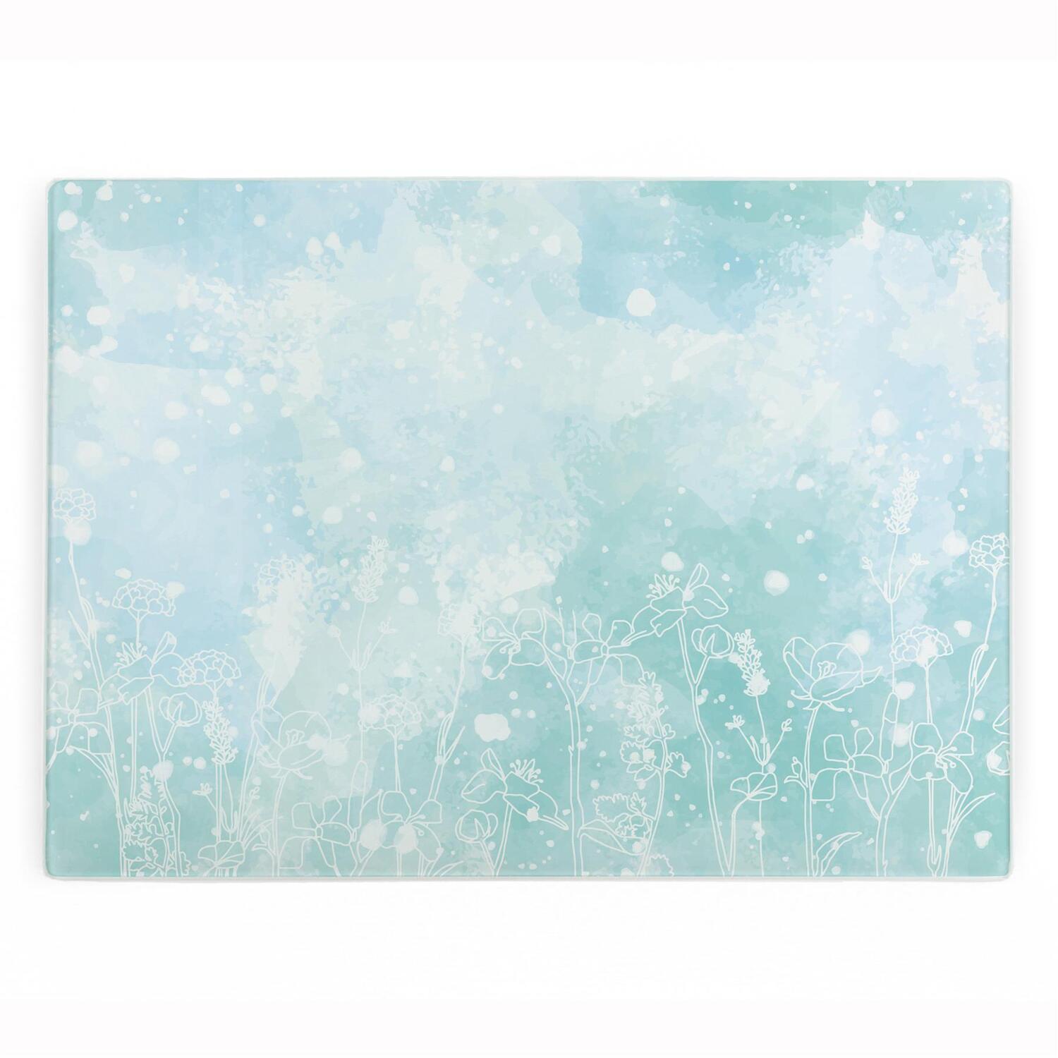 Image of Pastel Blue Flowers Large Smooth Glass&hellip;