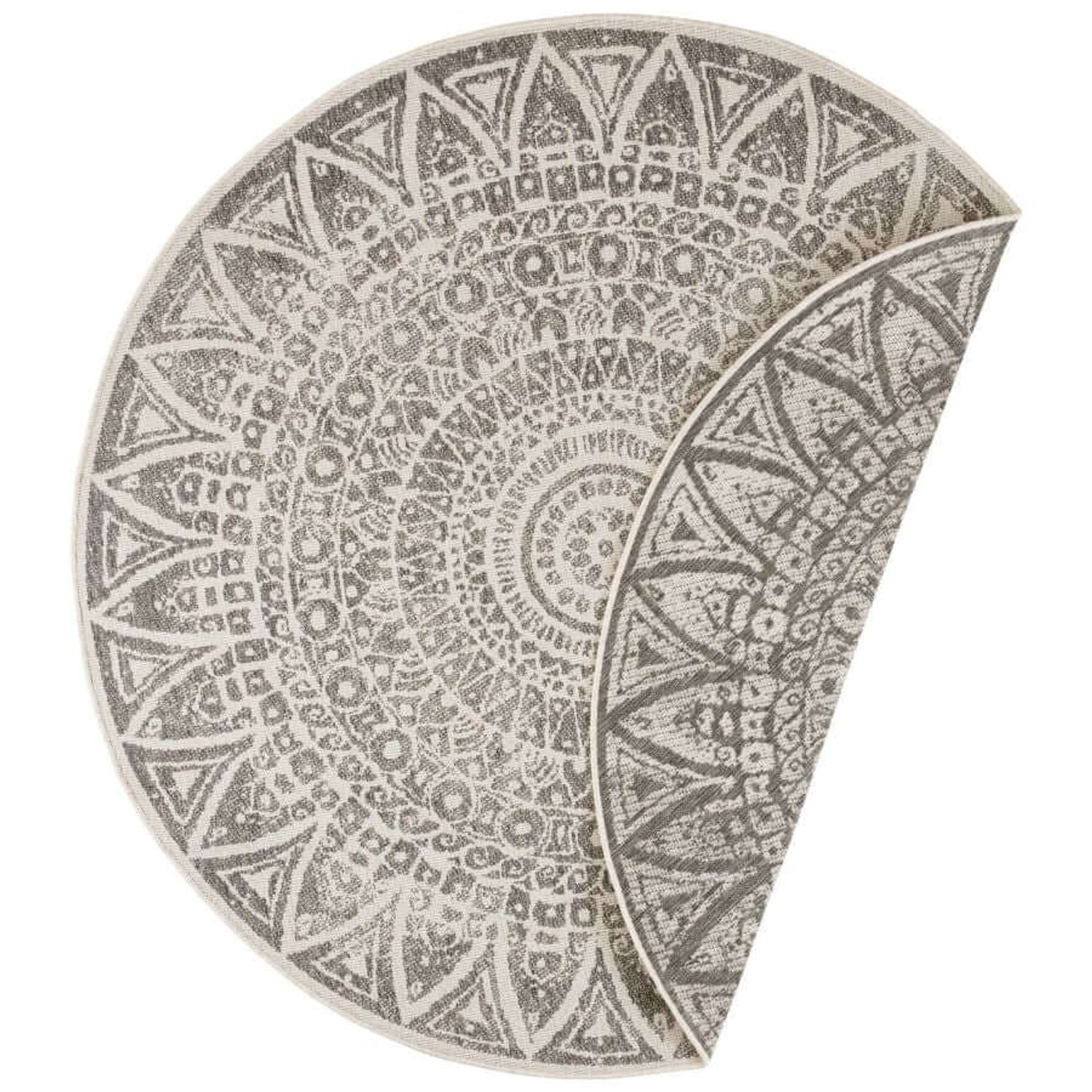 The Rugs Lilja Vintage Indoor & Outdoor Round Rug Grey - Grey / 200.0Cm