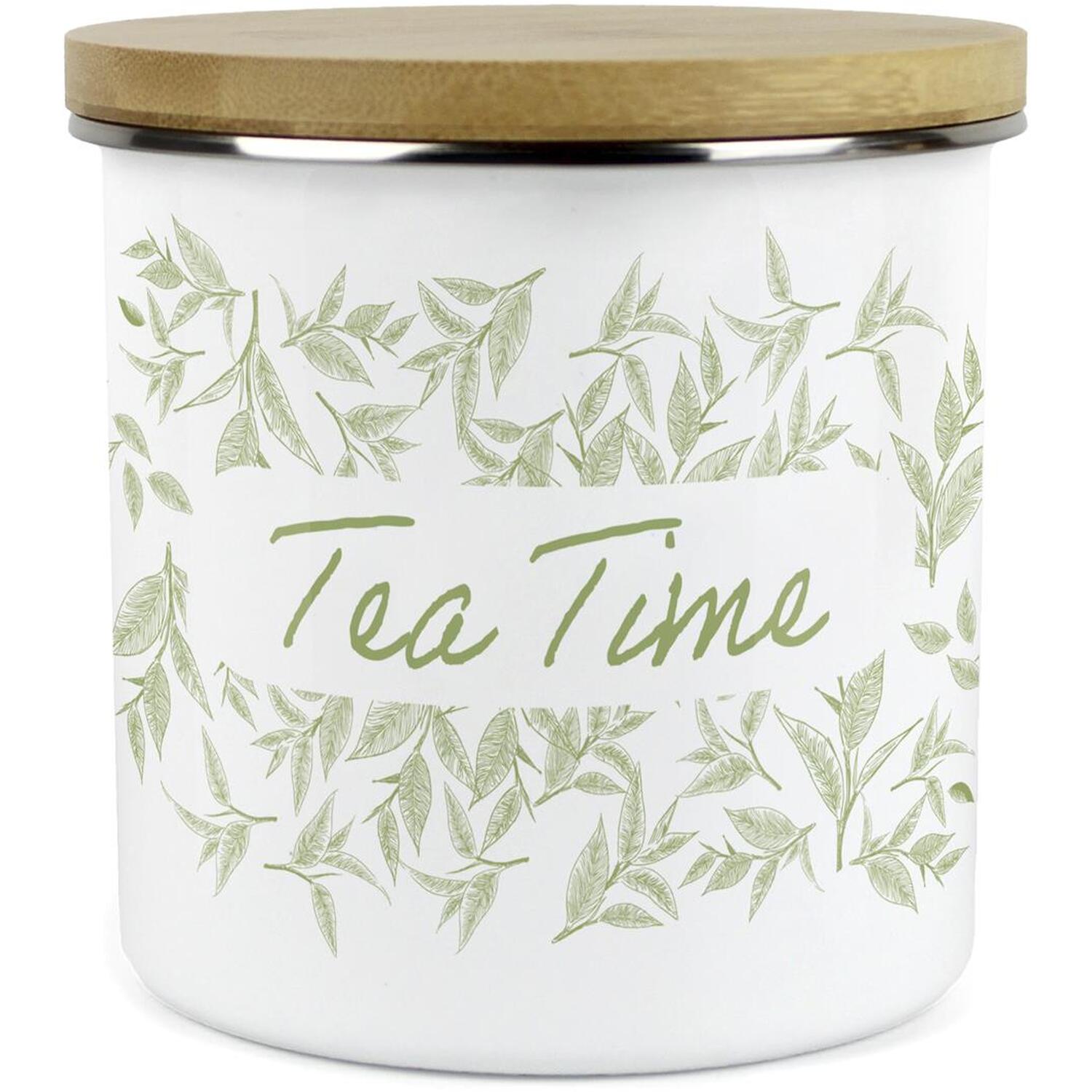 Tea Time Storage Canister - Artistic Enamel Kitchen Container Gifts - Image 2