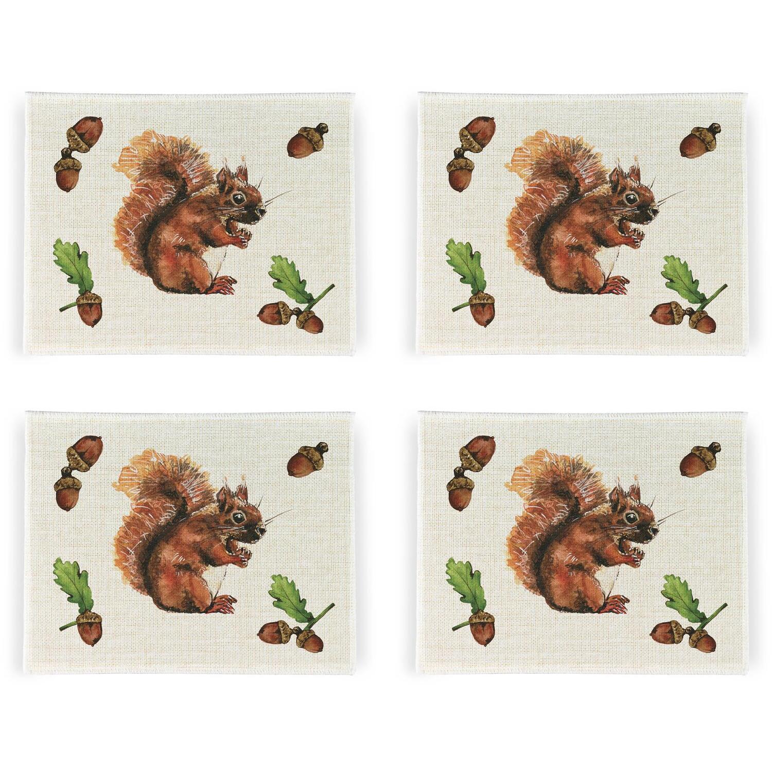 Image of Red Squirrel Linen Placemats - Set&hellip;