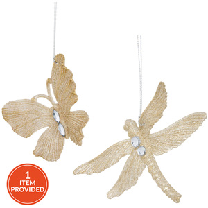 Brushed Gold Butterfly or Dragonfly Hanging Decoration