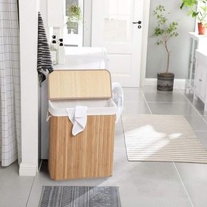 SONGMICS Laundry Basket with Lid, Removable Liner Bag