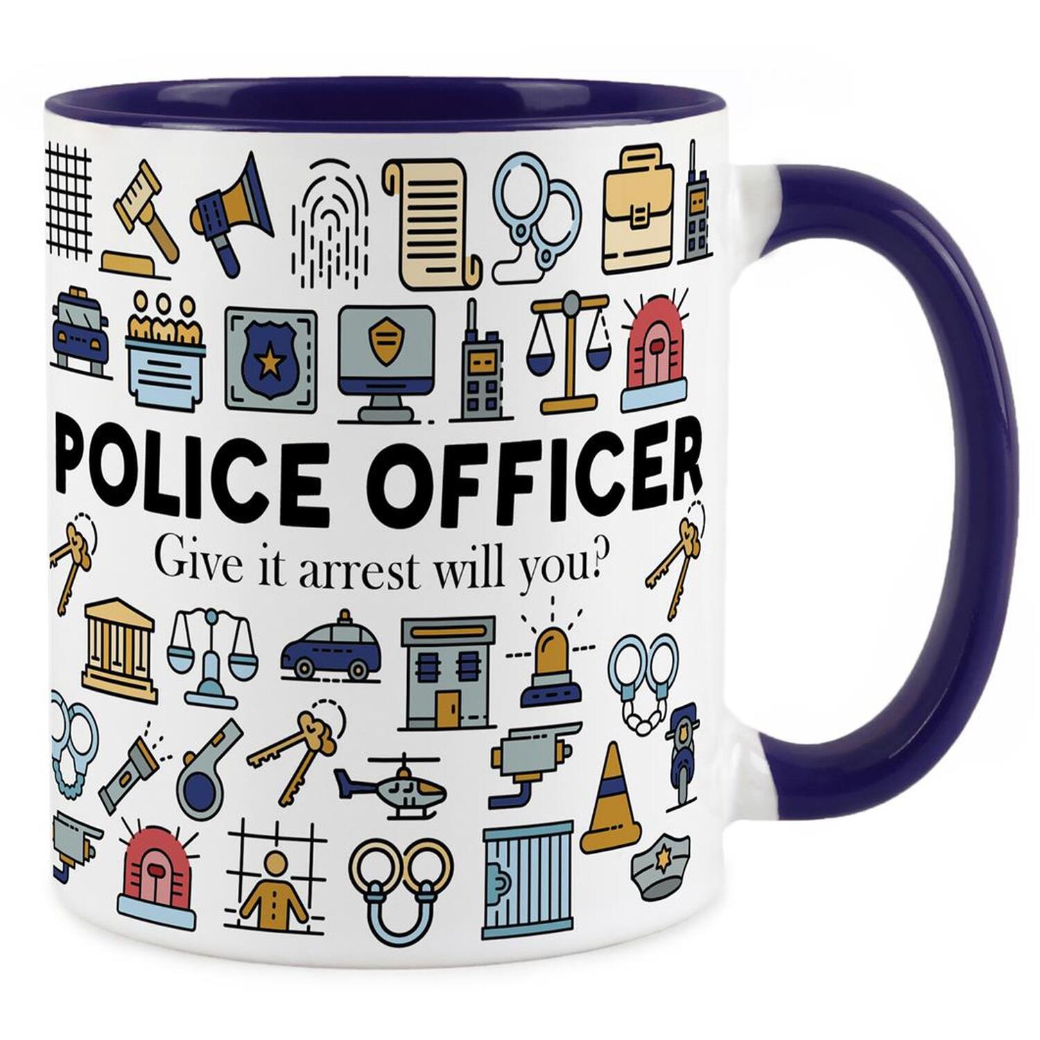 B&Q - Police Officer MugHumorous Policeman/policewomen Novelty GiftsTea/coffee Hot Drinks Navy Blue Ceramic Cup Present - Image 2