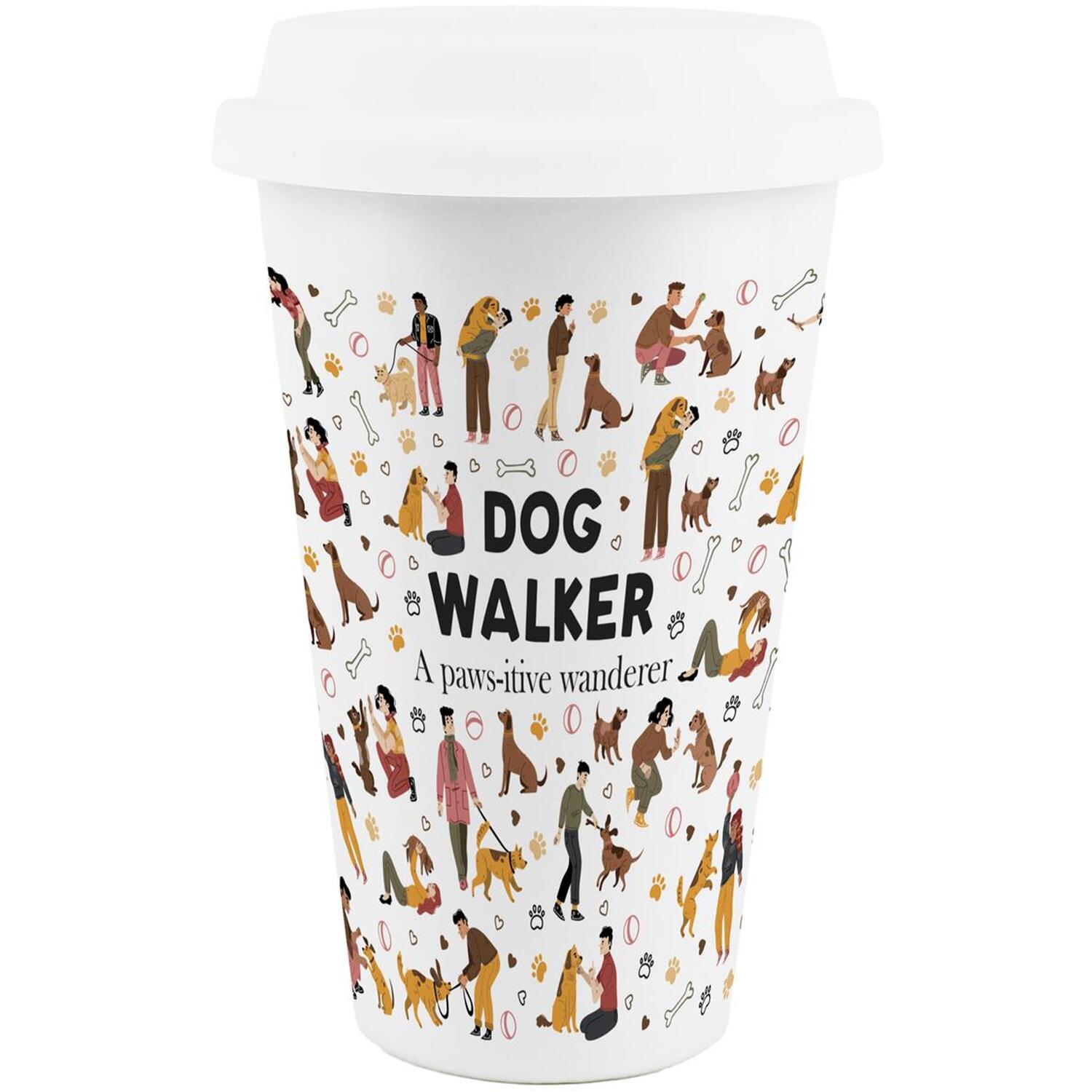 Image of Novelty Dog Walker Ceramic Travel Mug&hellip;