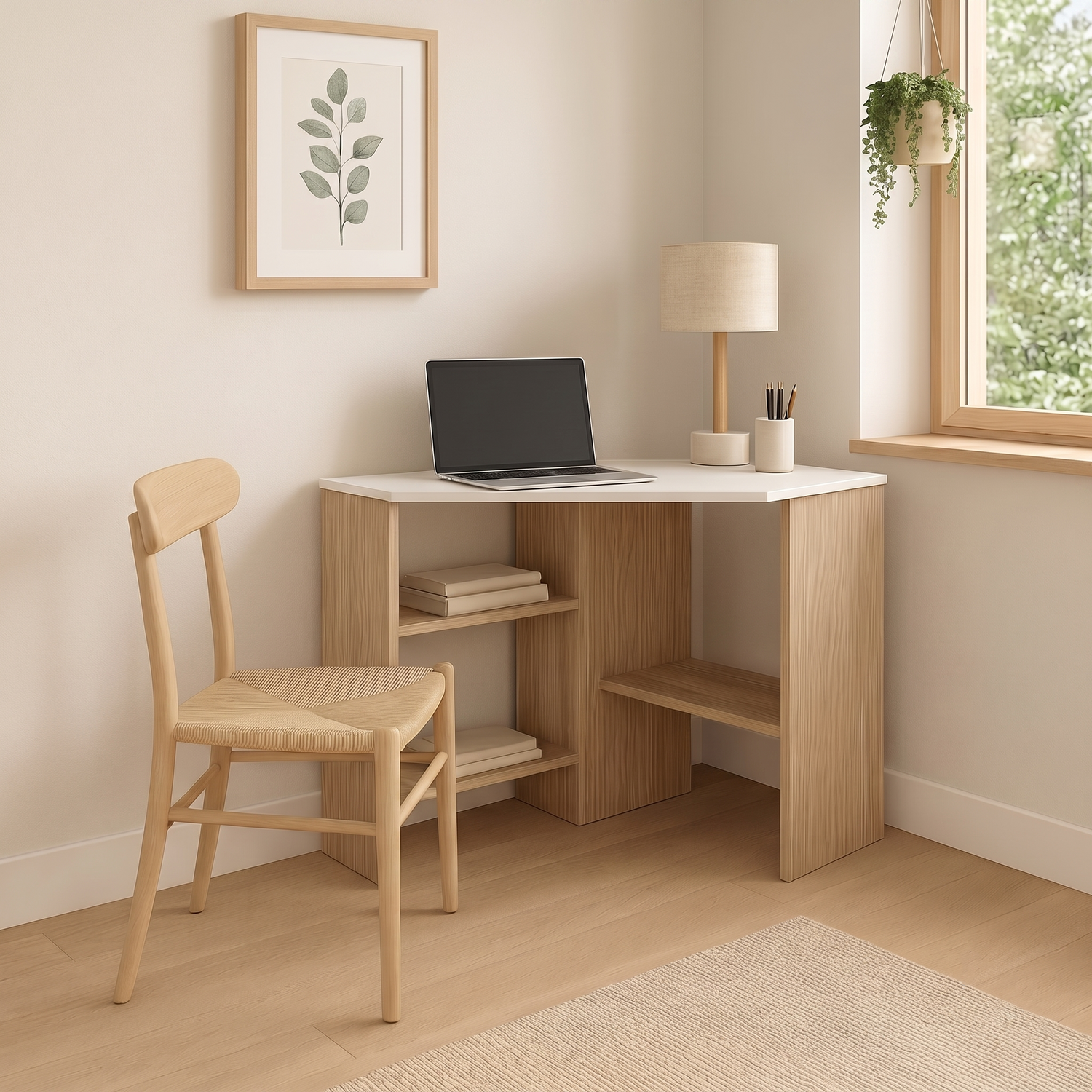 Decorotika - Alison Corner Computer Desk - 3 Shelf - White and Cordoba - Image 2