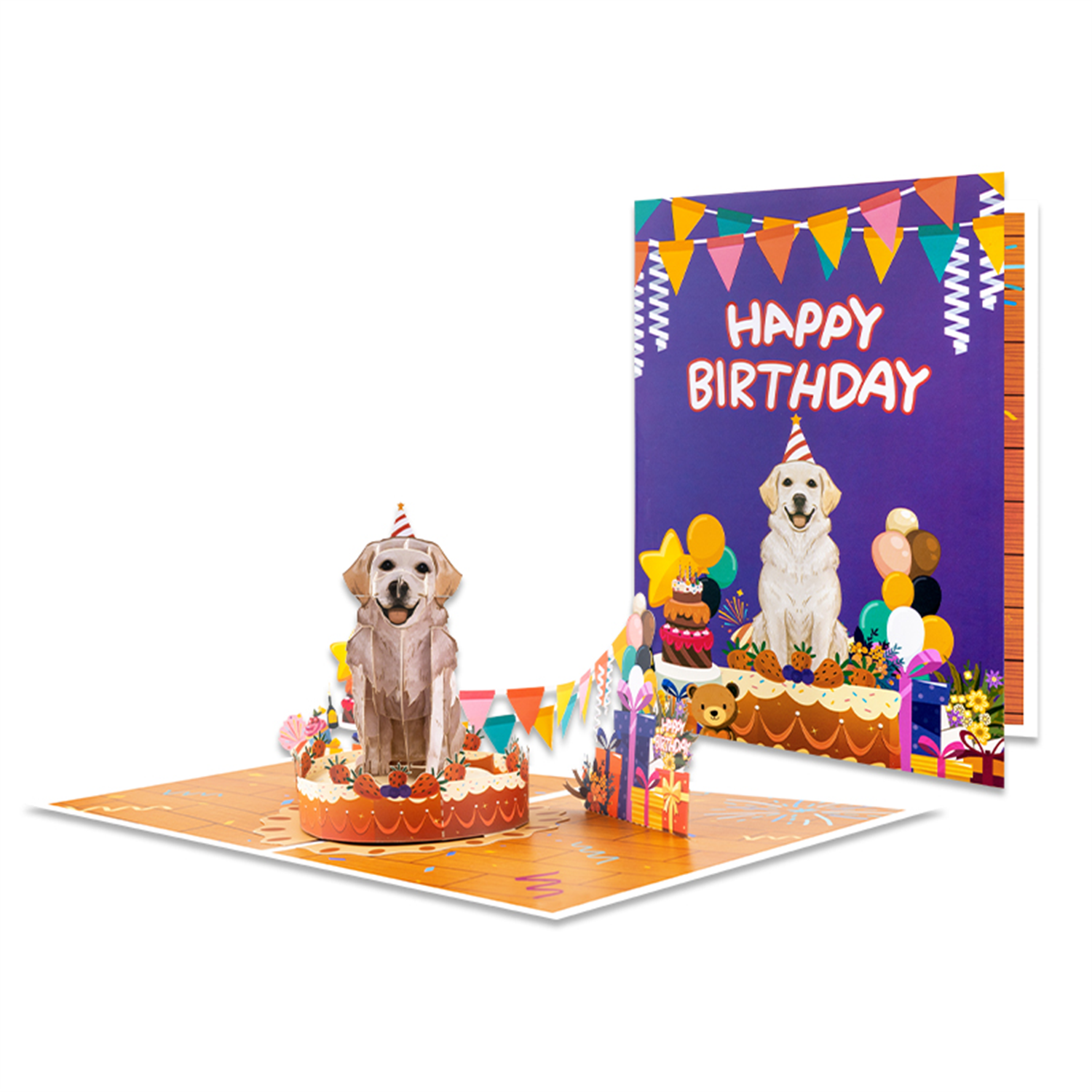 Party Pup 3D Dog on Cake Pop Up Birthday Card - Image 2