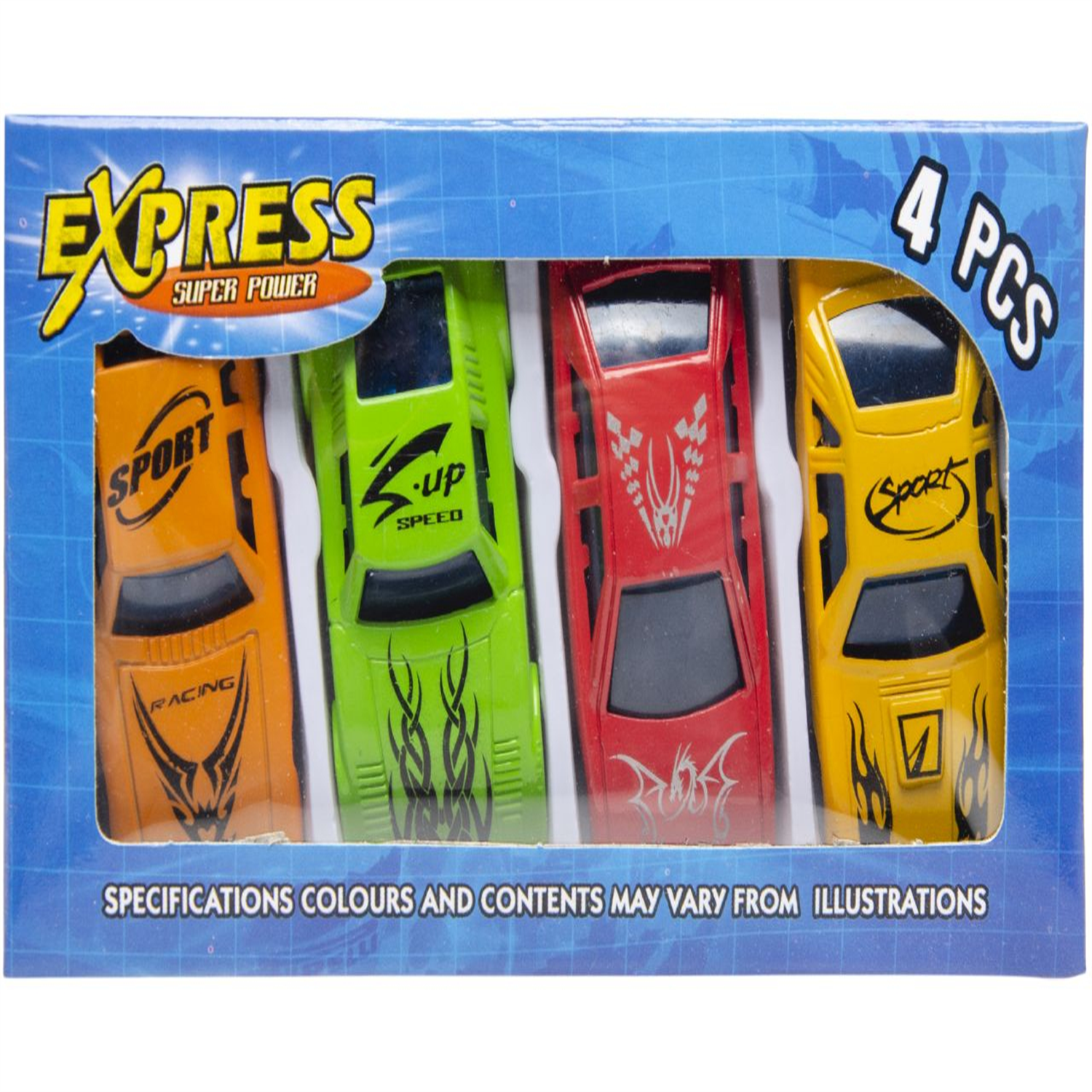 Lg-Imports Pack Of 4 Express Super Power Sports Car Toys - White