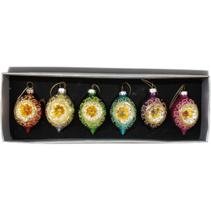 Set of 6 Retro Hanging Oval Christmas Tree Decorations