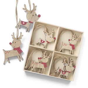 Wooden Reindeer Christmas Tree Decorations