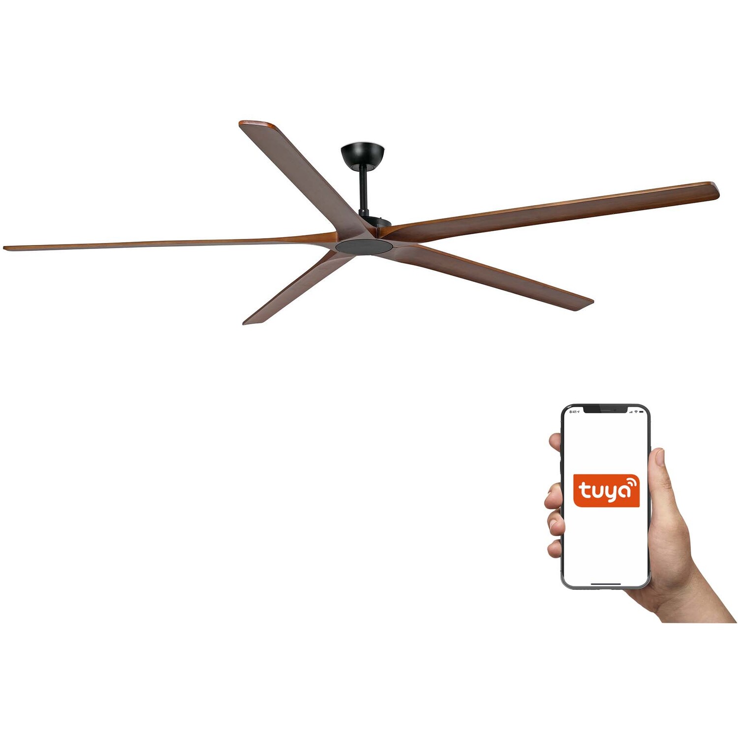 Netlighting Unisex Brown Bigwood Blade Ceiling Fan Matt Black Walnut Tuya Smart System In Size 5 - Image 2