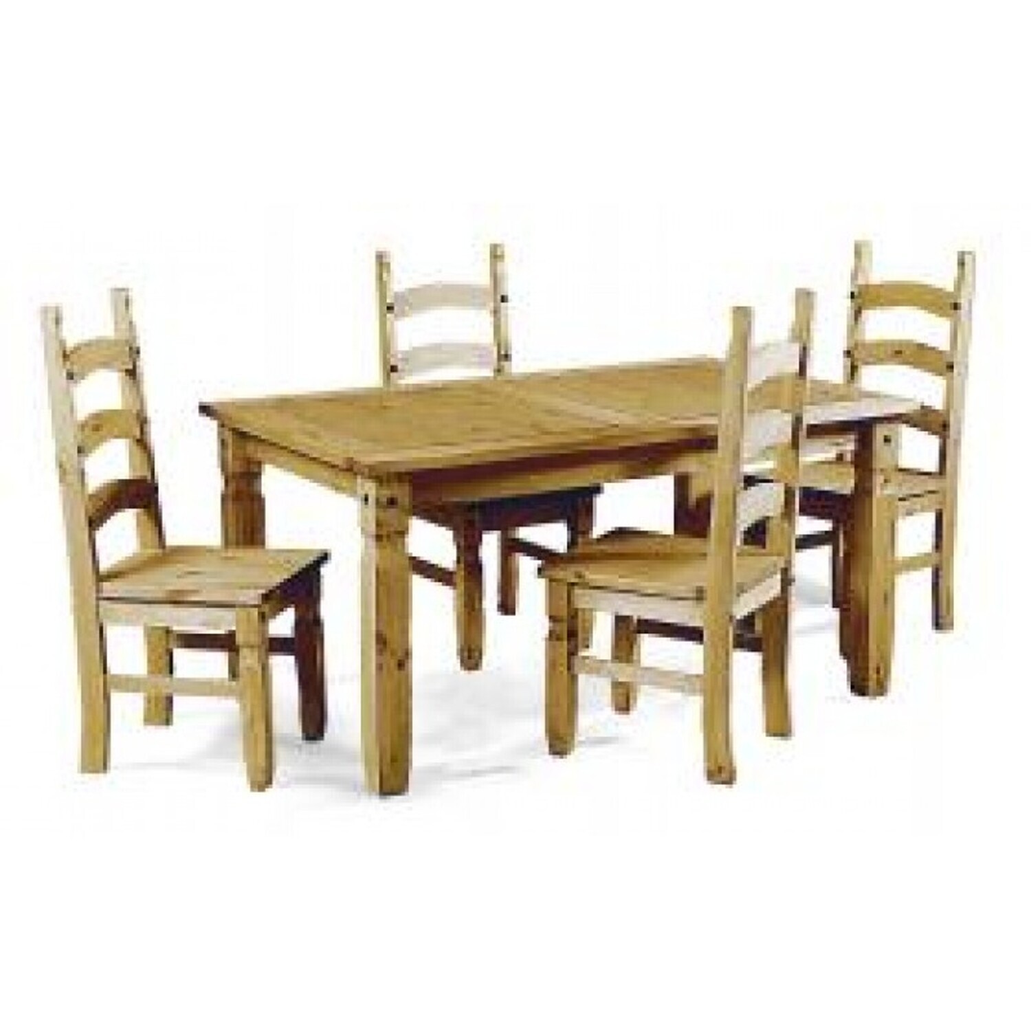 Mercers Furniture Corona 5Ft Dining Table 4 Chairs Set Solid Wood Mexican Pine Wooden - Antique Wax