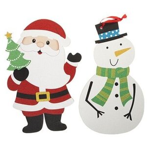 2 Assorted Glitter Printed Christmas Door Hangers With H-tag 6 Pack