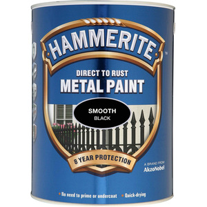 Hammerite Direct to Rust Smooth Finish Metal Paint, Black 5 Litre