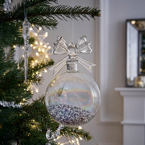 Iridescent Bow Topped Bauble