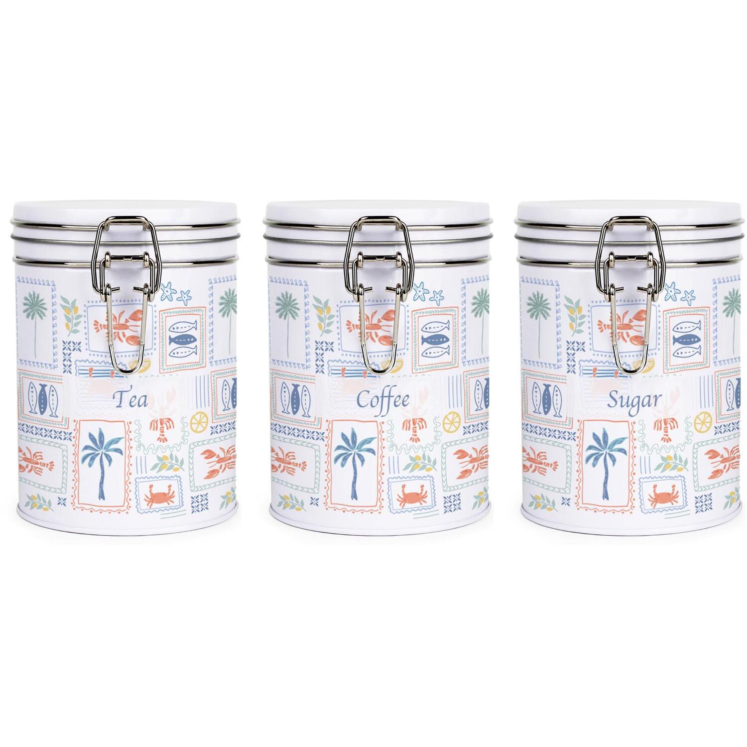 Mediterranean Summer Tea, Coffee & Sugar Canister Set - Kitchen Storage Gift - Image 2