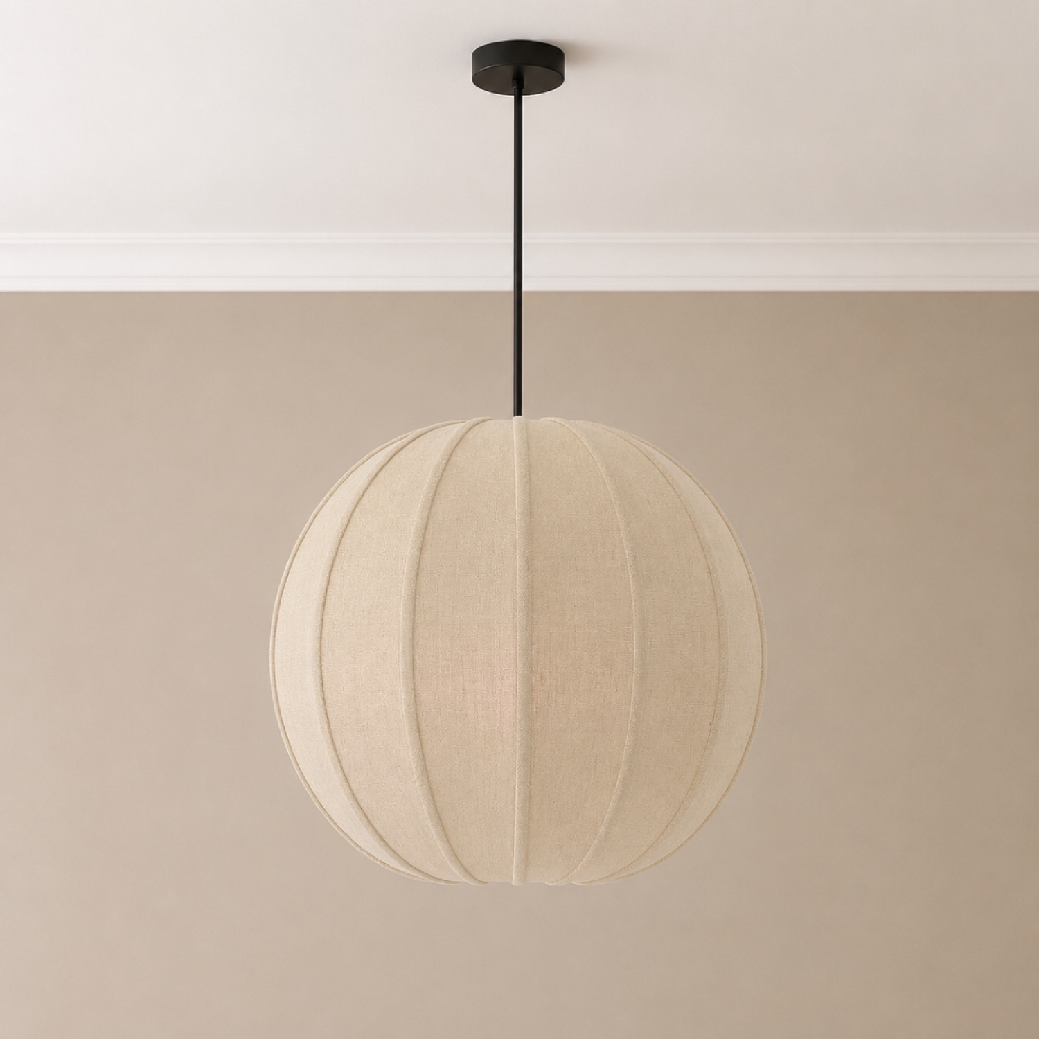 Cgc Lighting Unisex Beige Anica Round Globe Stretched Oatmeal Linen Lampshade In - Image 2
