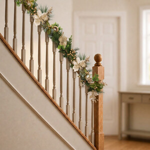 Gold Poinsettia Bauble Garland