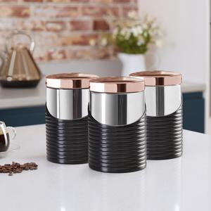 Set of 3 Tower Linear Canisters - Rose Gold