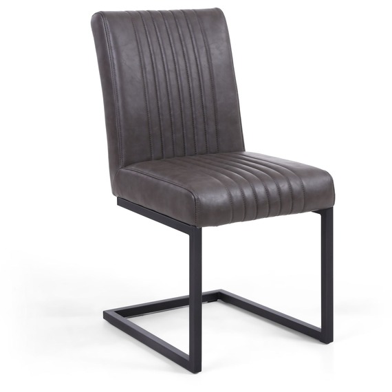 Pair Of Archer Cantilever Leather Effect Grey Dining Chair