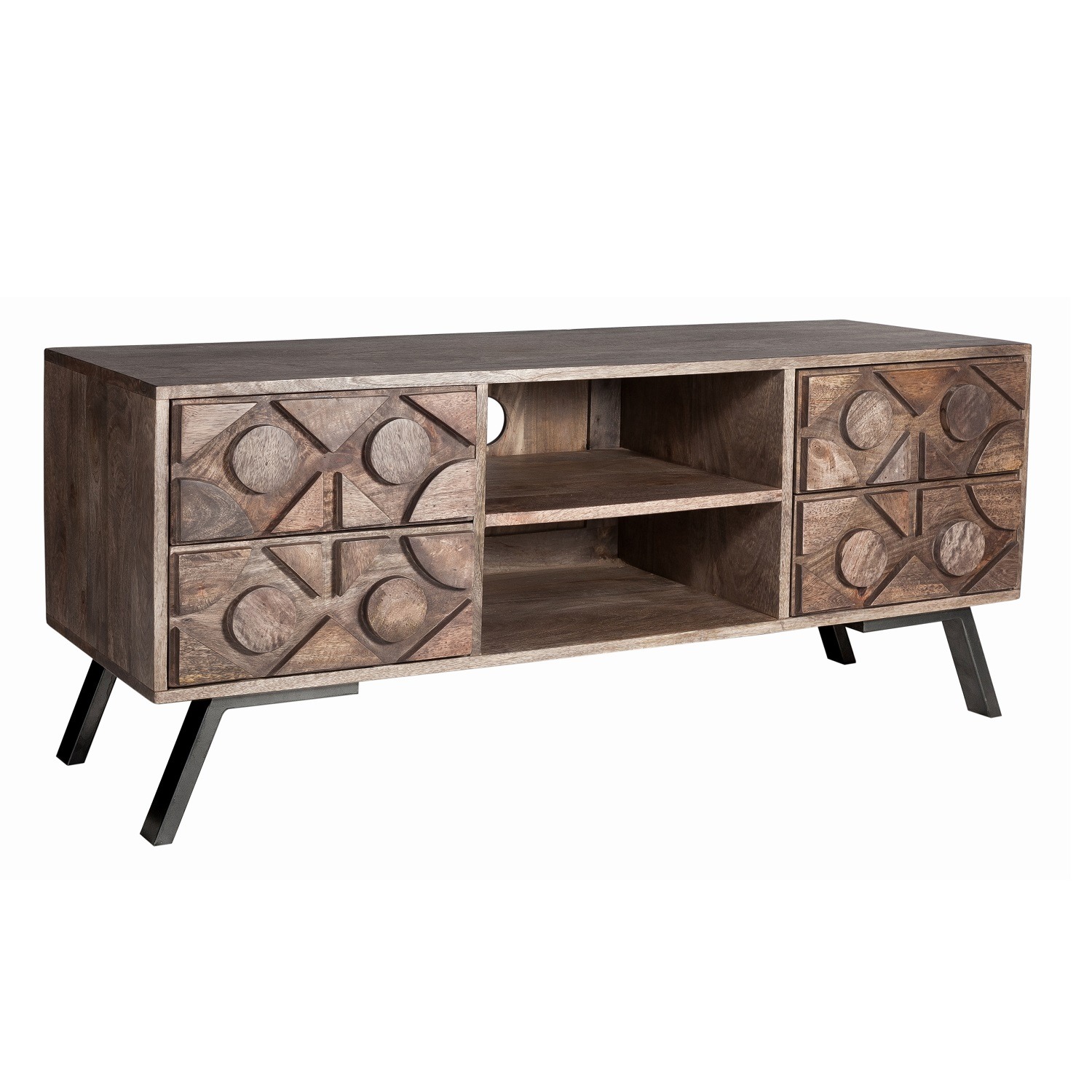 IH Design - Camberley Mango Solid Wood Large TV Stand  - Medium Wood thumbnail