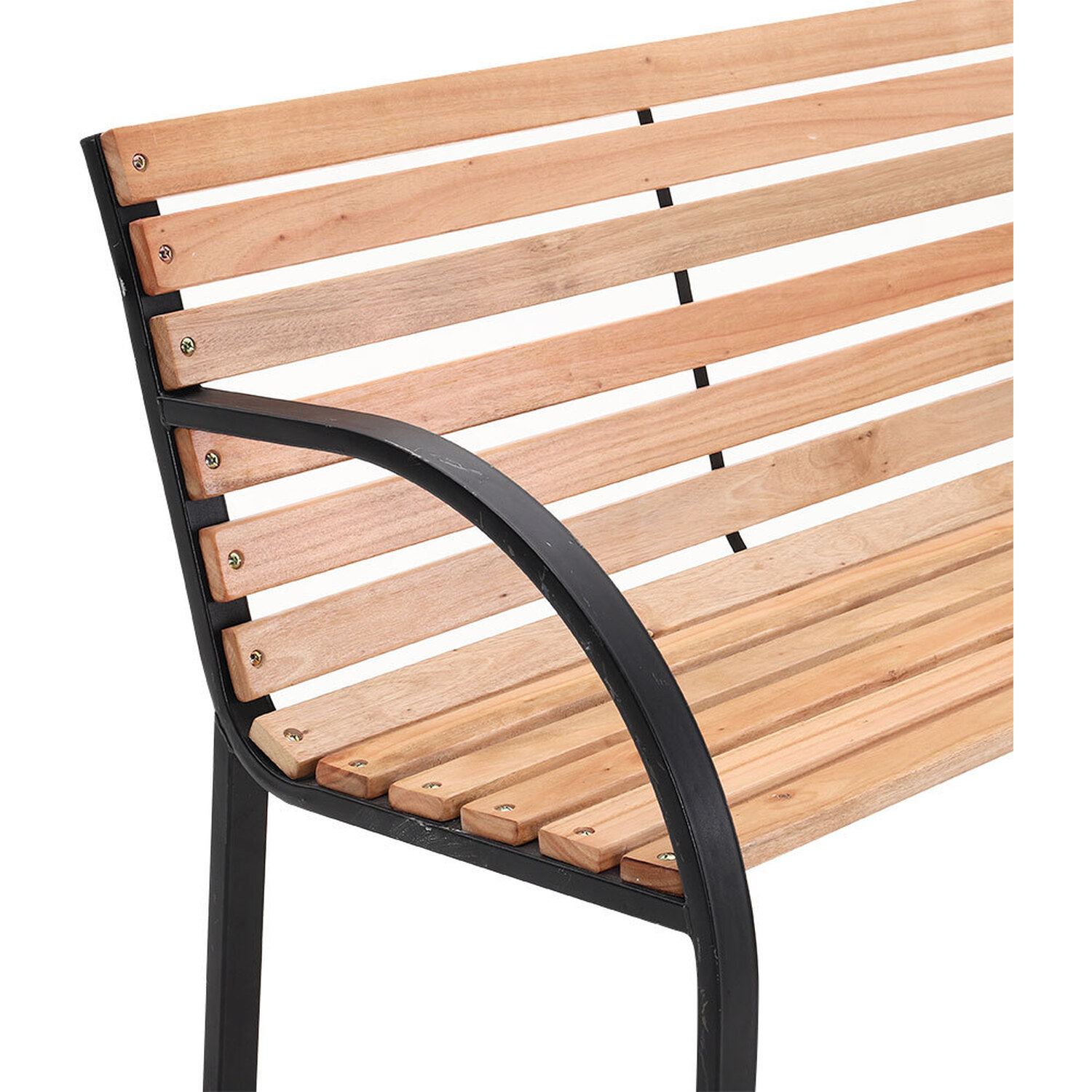 Livingandhome Wooden Garden Bench With Cast Iron Frame - Brown