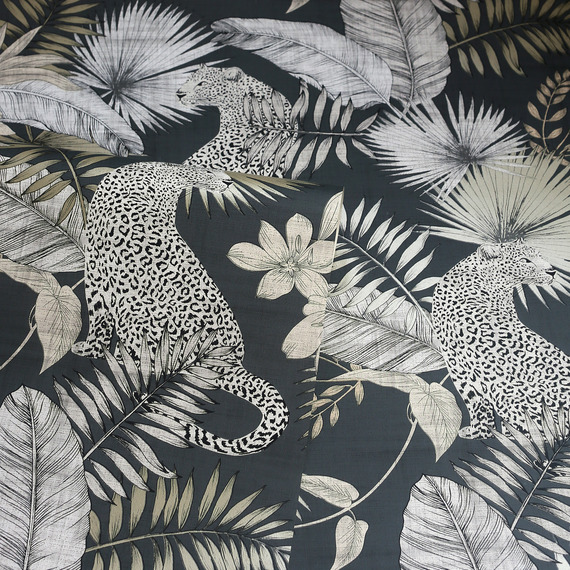 Arthouse Tropical Leopard and Tropical Foliage Neutral Wallpaper
