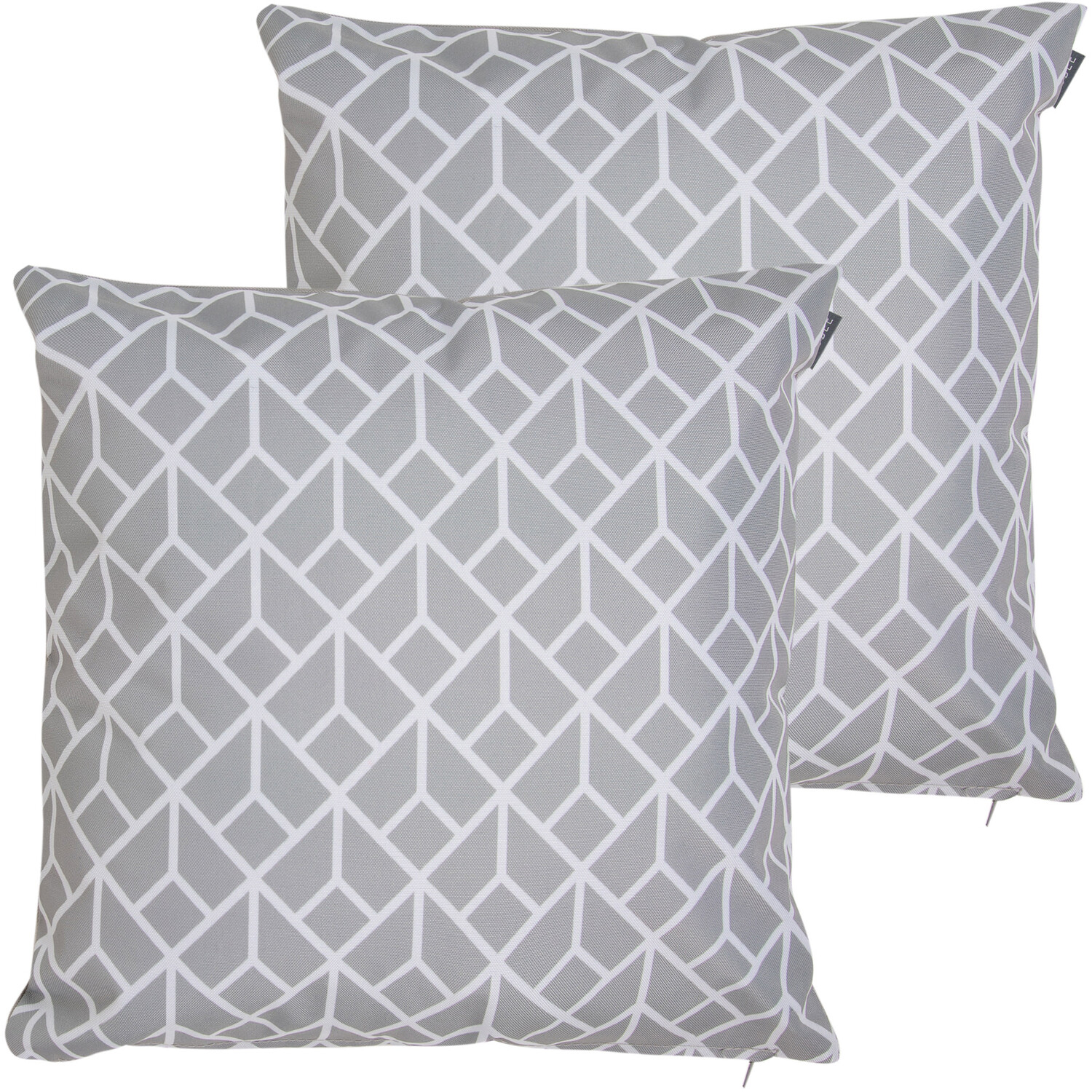 Art Deco Geometric Print Outdoor Cushion (Set of 2) - Grey