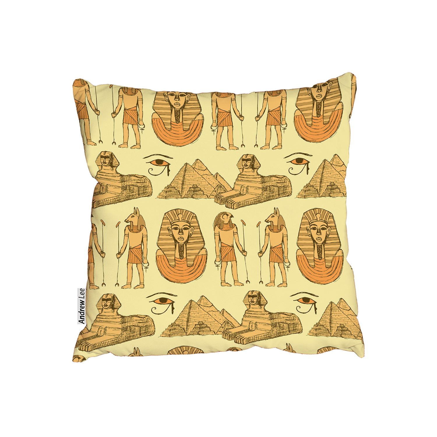 Egyptian Sketch Symbols Cushion - Yellow / 60cm