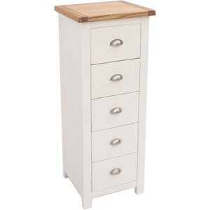 Lovere 5 Drawer Narrow Chest - Satin Chrome Handles