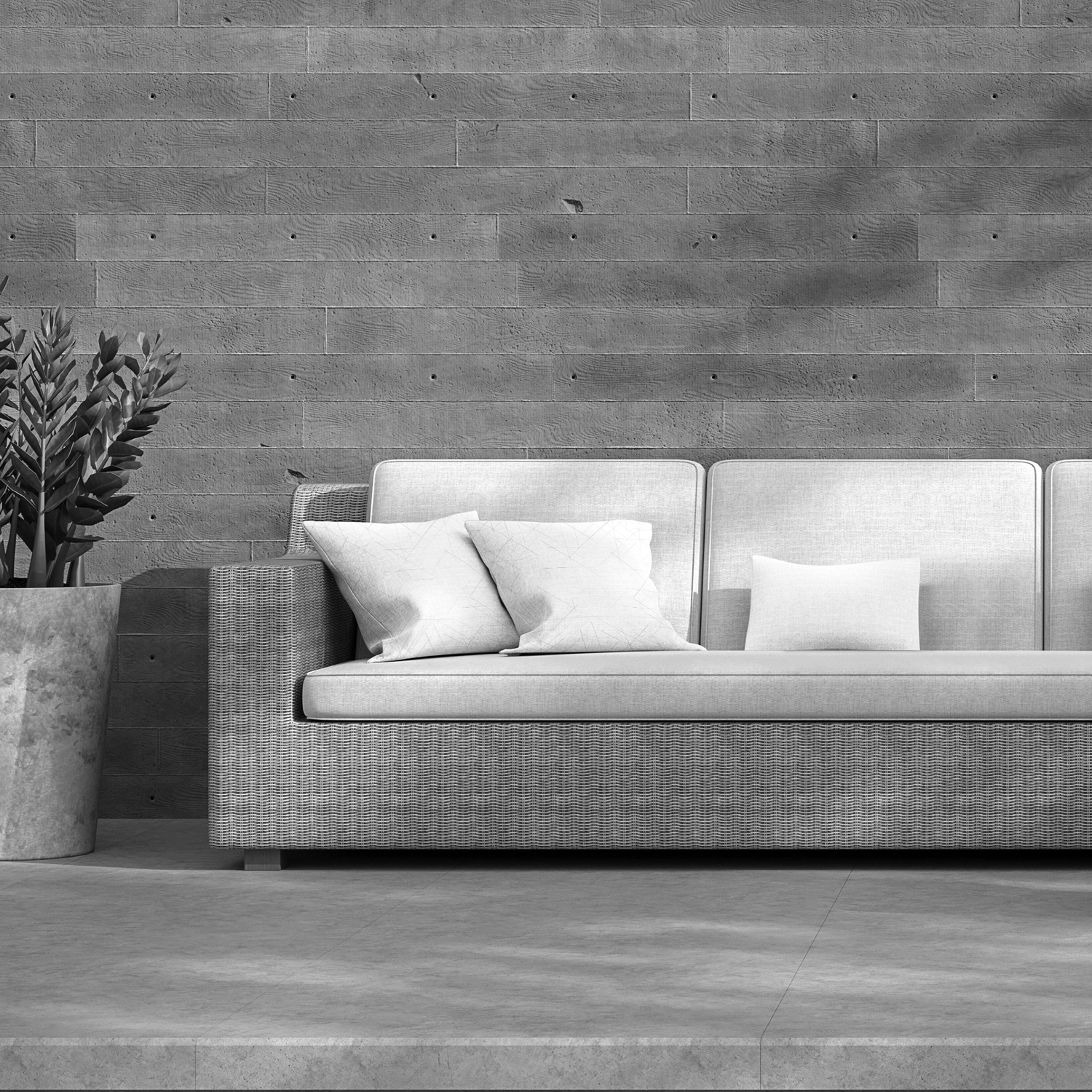 Simple Geometric Outdoor Cushion - White / 60cm