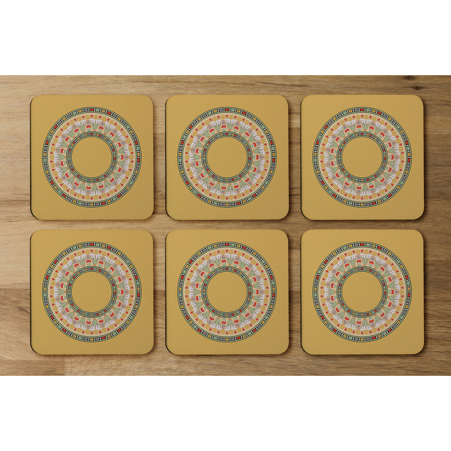 Orange Circle Ornament Round Frame Coaster - Orange