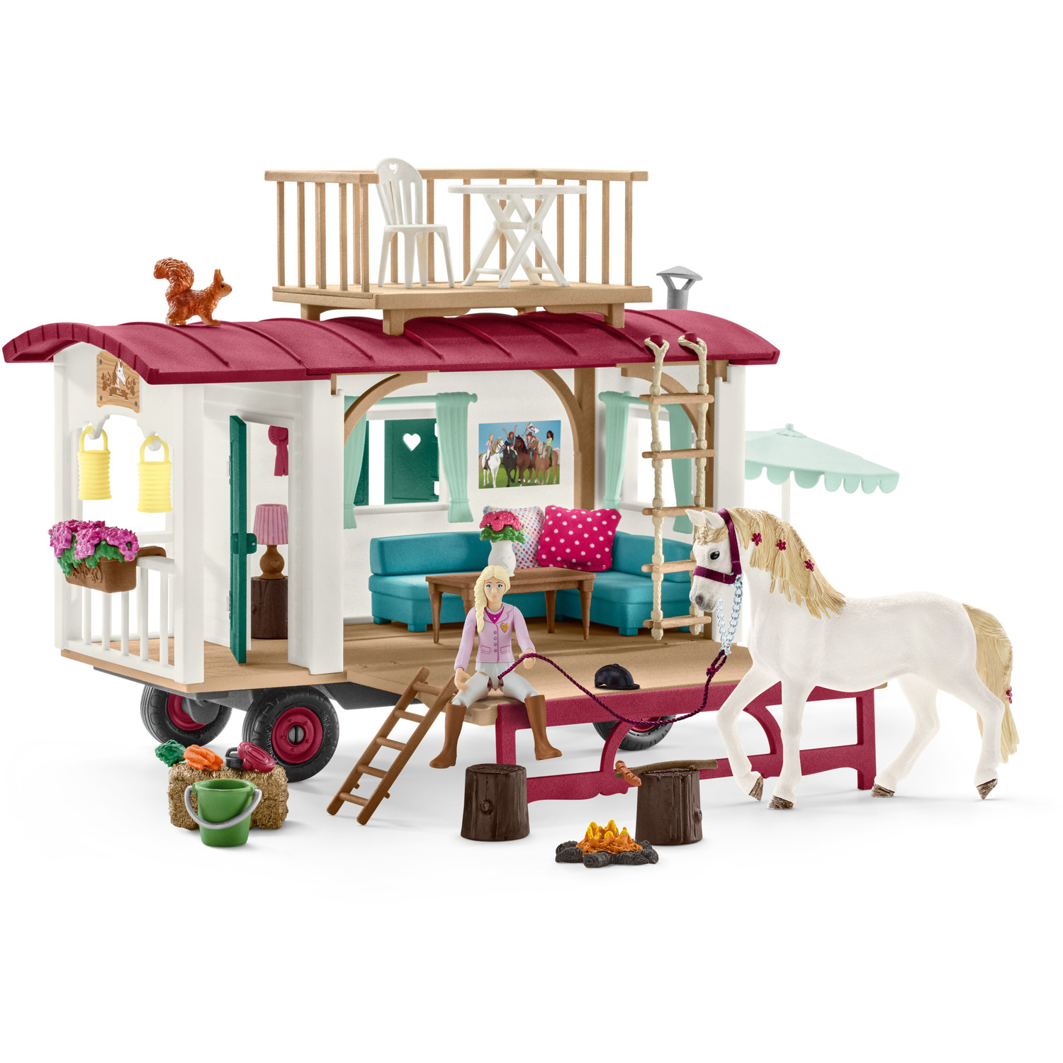 SCHLEICH Horse Club Caravan for Secret Club Meetings Toy Playset - 42593 - White