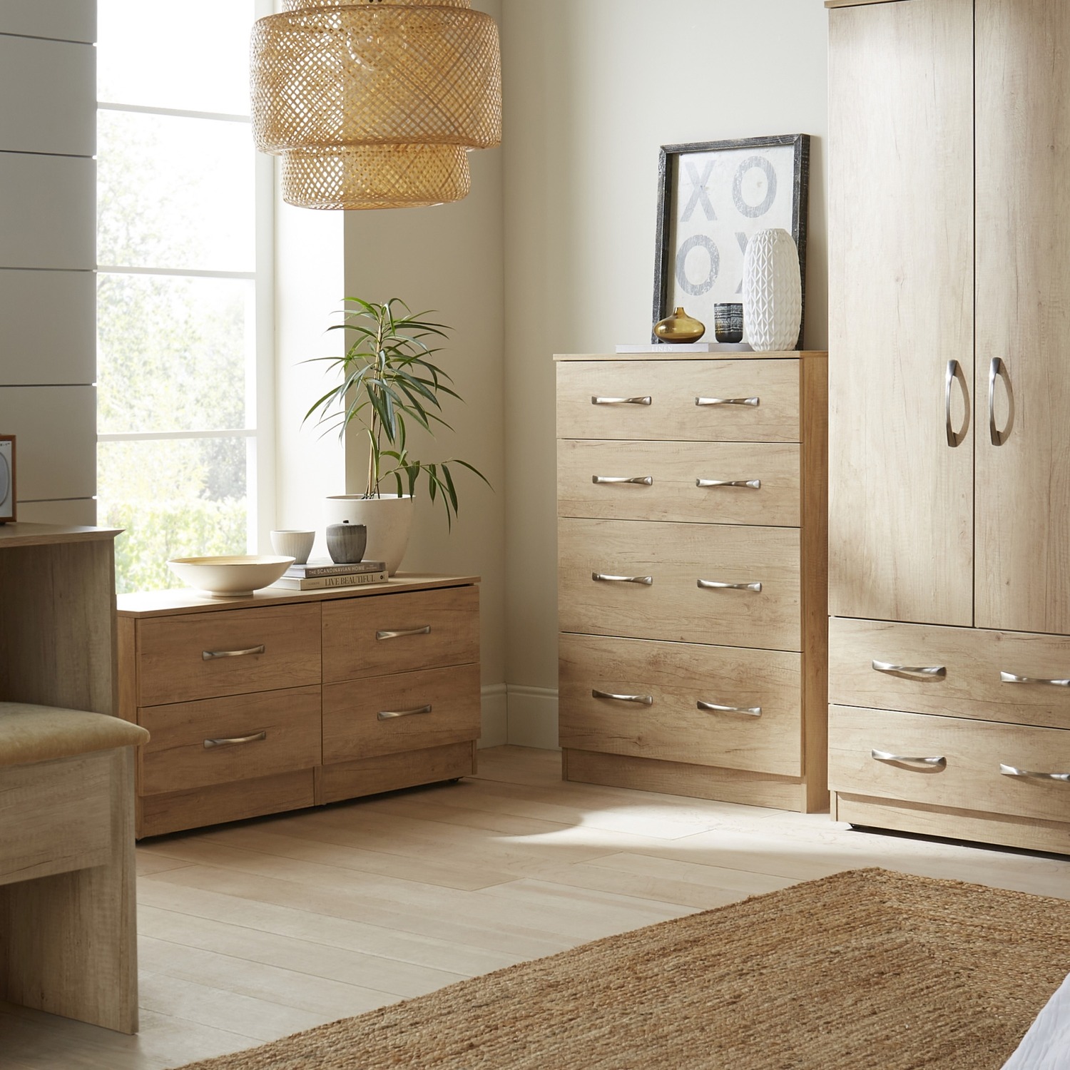 Avon Ready Assembled 2 Drawer Bedside Cabinet - Bardolino Oak