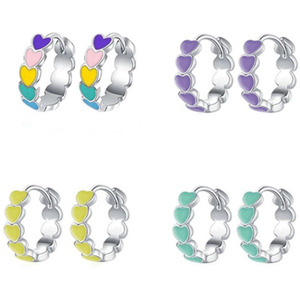Heart Studded Hooped Earrings