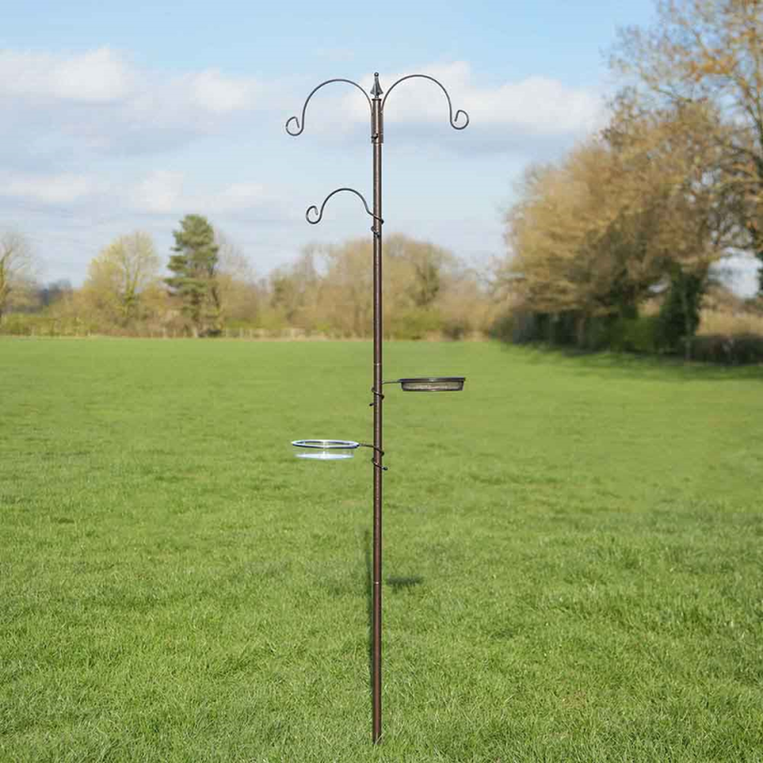 190cm Traditional 3 Arm Wild Bird Feeding Station - Black