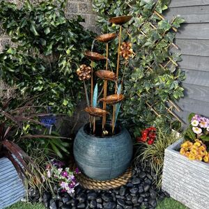 Zinc Flower  Bowl Modern Metal Water Feature