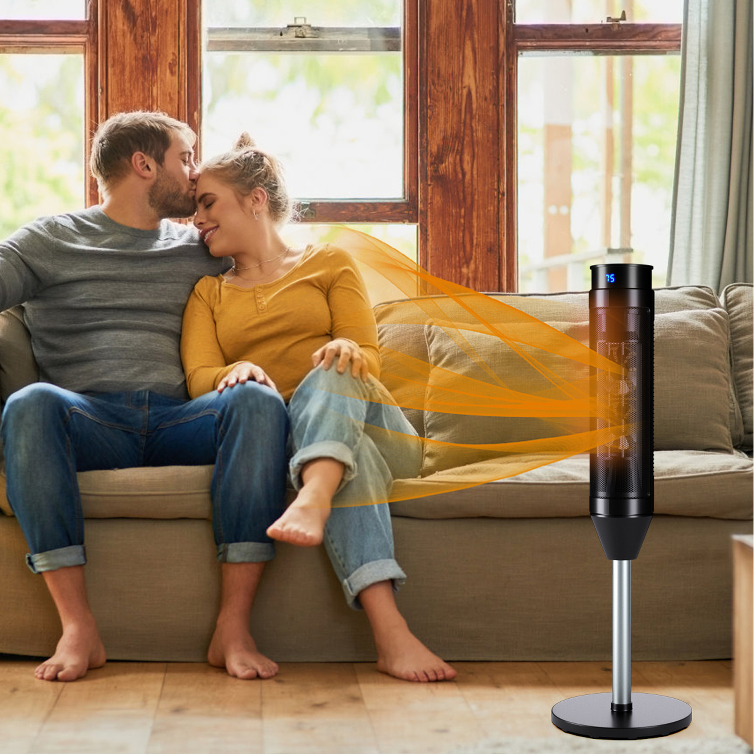 Costway 2000W Oscillating Tower Heater-Black