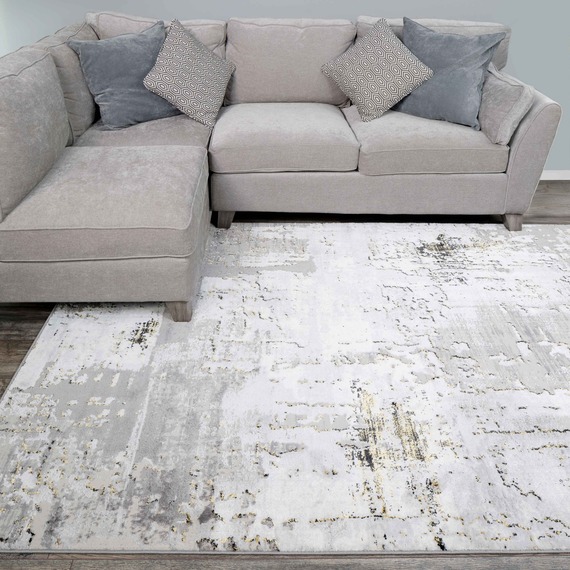 Metallic Distressed Abstract Area Rug
