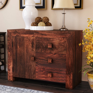 Toko Dark Mango Wood 3 Drawers and 1 Door Sideboard