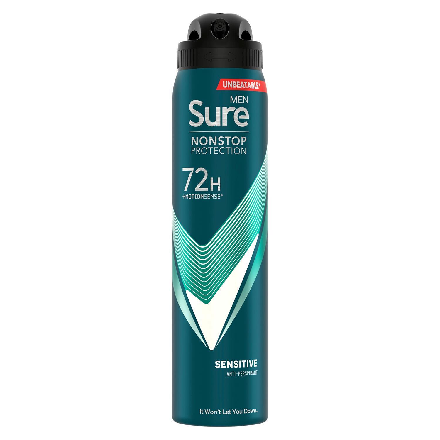 Sure Men Anti-Perspirant 72H Nonstop Protection Sensitive Deodorant - Green / 6