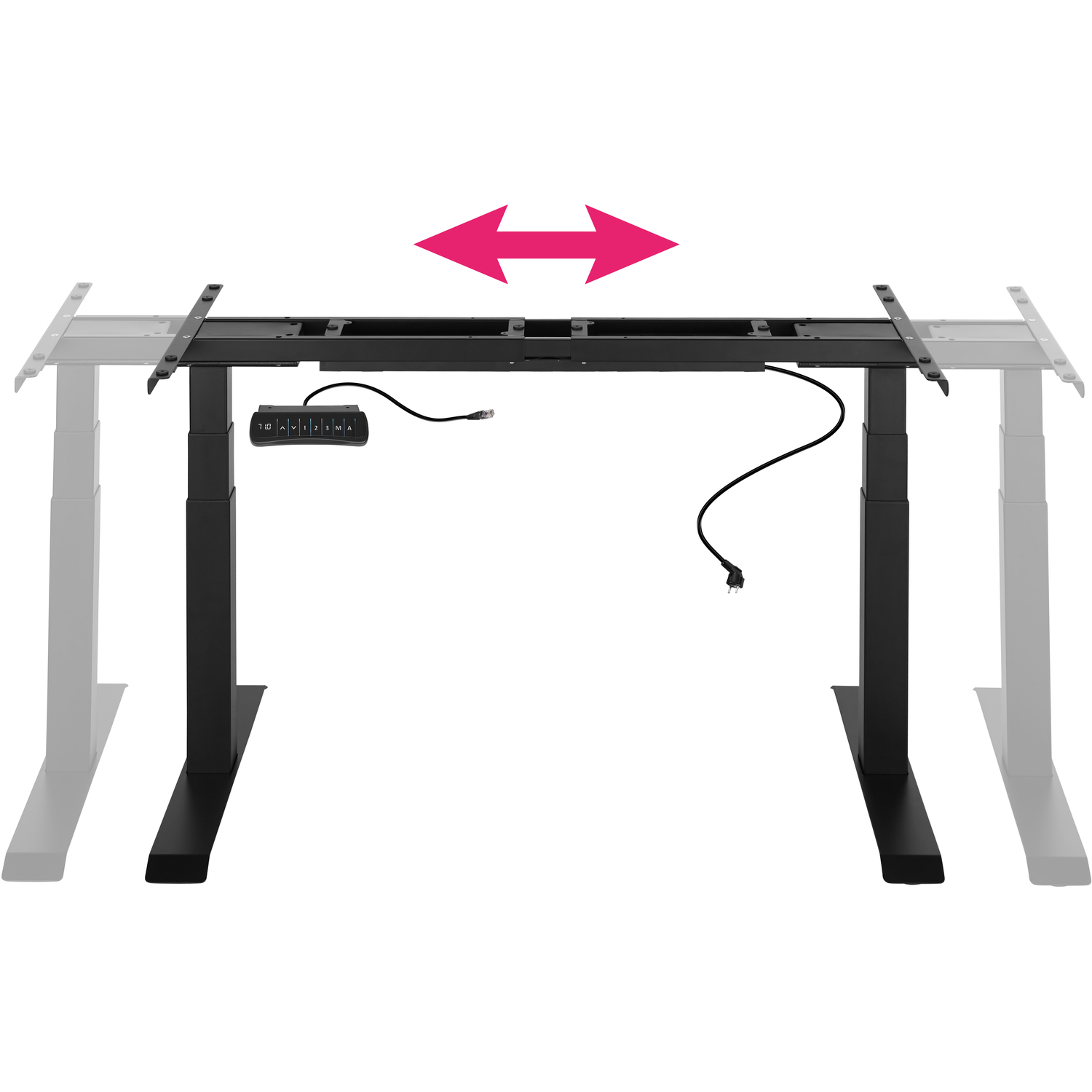 Motorised Standing Desk Frame With Memory Functions - Black 190cm