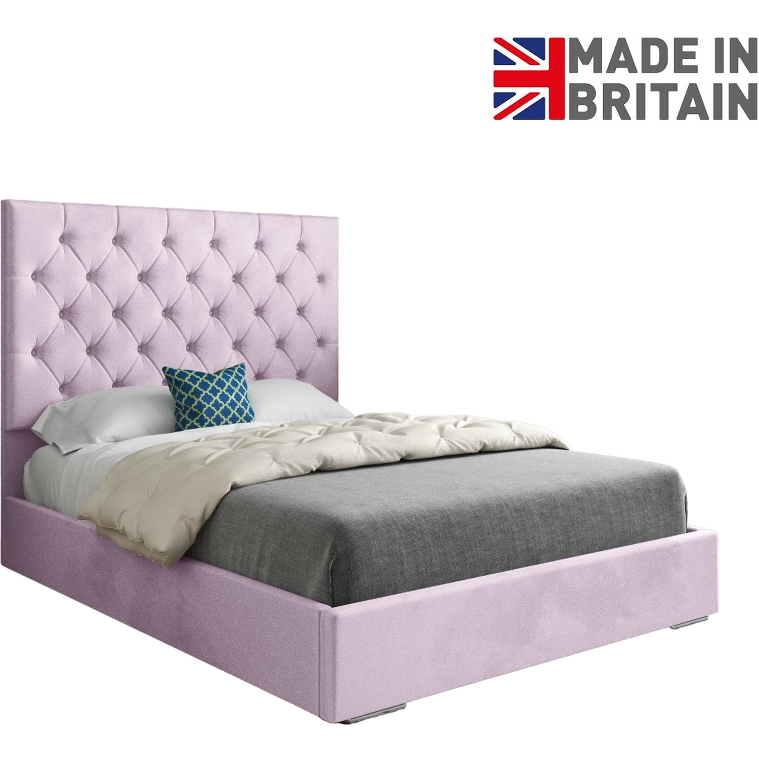 Alma Upholstered Soft Velvet Bed Frame - Pink Small Single
