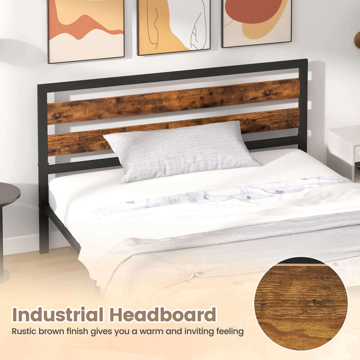 Industrial King Bed Frame - Black