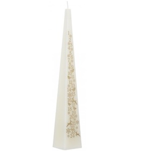 Cream Tall Pyramid Christmas Advent Candle Countdown To Christmas 32.5cm x 5cm