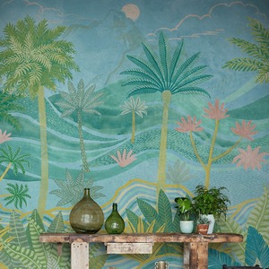 Palm Spring Scene Repeatable Mural Wallpaper