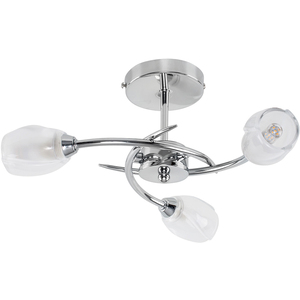 Modern Chrome 3 Way Ceiling Light with Frosted Glass Shades