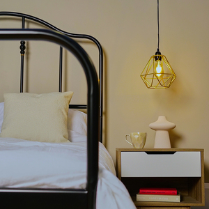 Modern Geometric Gold Metal Basket Cage Ceiling Pendant Light Shade