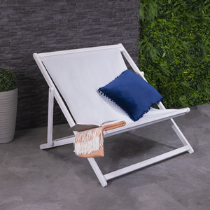 FSC Certified Eucalyptus White Washed Double Deck Chair Grey